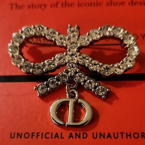 Upcycled Silver Crystal Bow Brooch